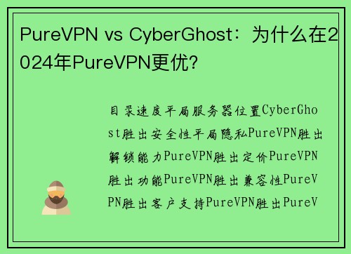 PureVPN vs CyberGhost：为什么在2024年PureVPN更优？